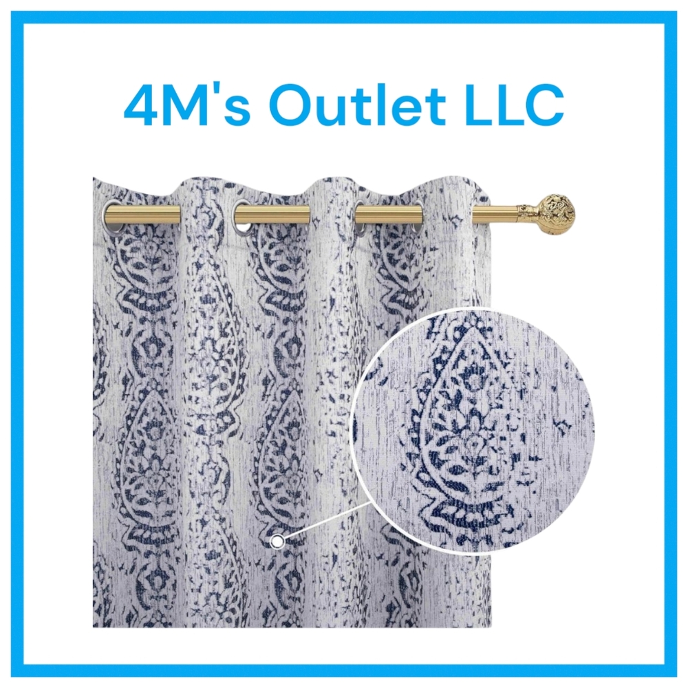 Elegant Blue and White Patterned Curtain